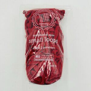 Friendly Loom 7” Traditional-Sized Red Potholder Weaving Loops Mini Bag